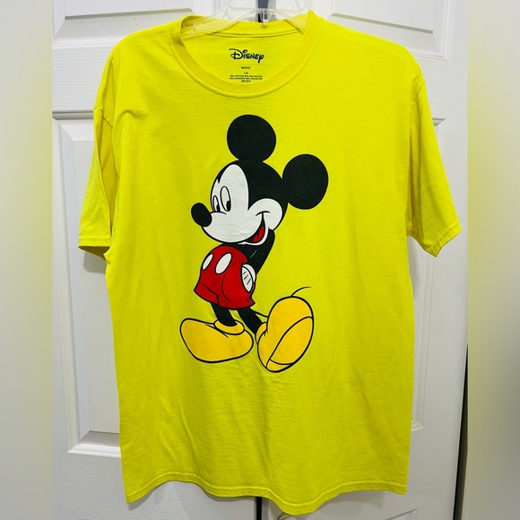 Womens Disney Mickey Mouse T Shirt Yellow Short Sleeve Size Large - Picture 1 of 4